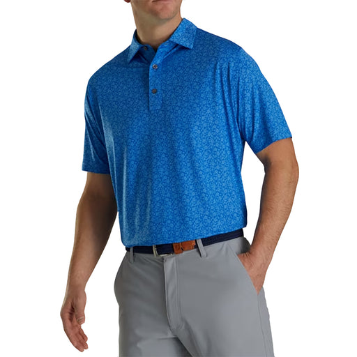 FootJoy Painted Floral Lisle Mens Golf Polo - Royal/XXL