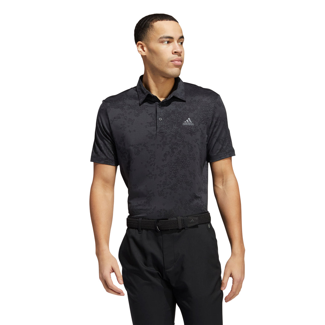 Adidas Jacquard Mens Golf Polo - CARBON 099/XXL