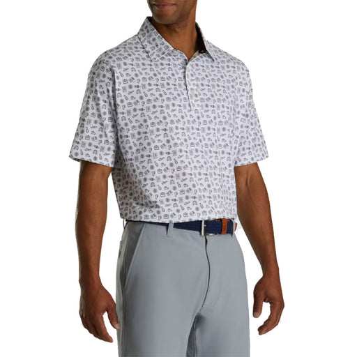 FootJoy Travel Print Mens Golf Polo - White/Black/XL