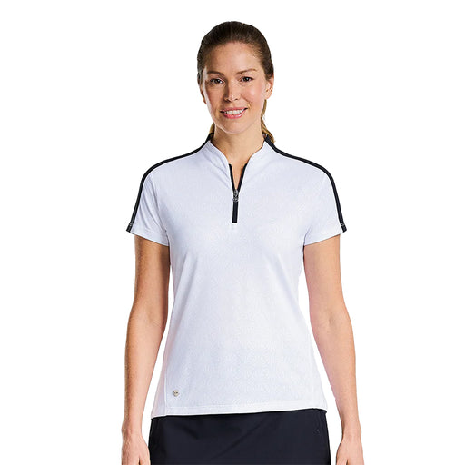 NVO Umber Short Sleeve Mock Womens Golf Polo - WHITE 100/XL
