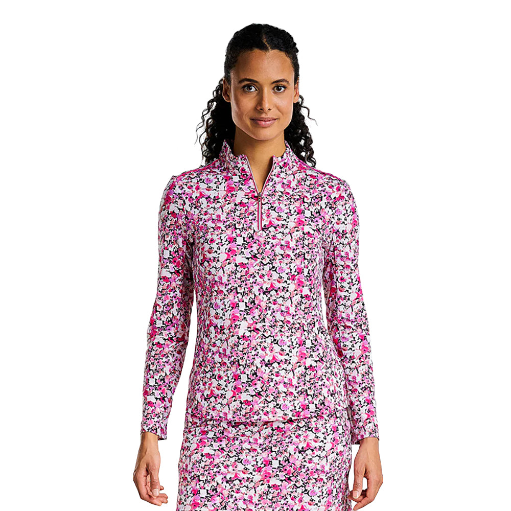 NVO Laryssa Mock Womens Long Sleeve Golf Pullover - MAGENTA 702/XL
