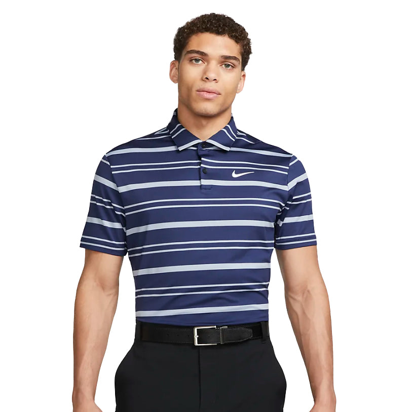 Nike DRI-Fit Tour Stripe Mens Golf Polo - MIDNGHT NVY 410/XL