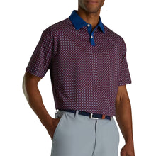 Load image into Gallery viewer, FootJoy Lisle Circle Print Mens Golf Polo - Twilight/Red/XL
 - 1