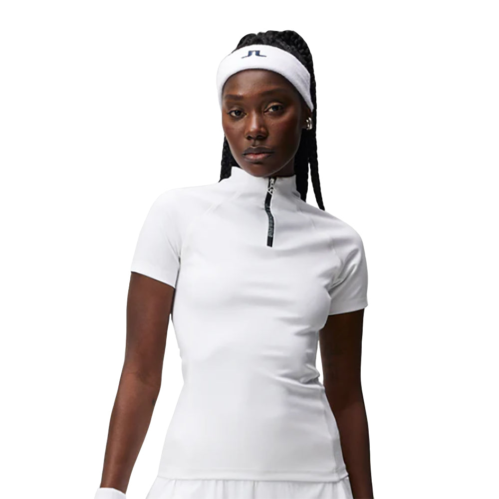 J. Lindeberg Amara Short Sleeve Womens Golf Shirt - WHITE 0000/L