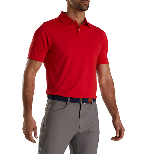 FootJoy Athletic Fit Lisle Self Collar M Golf Polo - Red/XXL