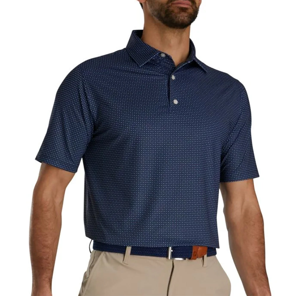 FootJoy Dot Geo Print Mens Golf Polo - Navy/Lt Blu/Wht/XXL