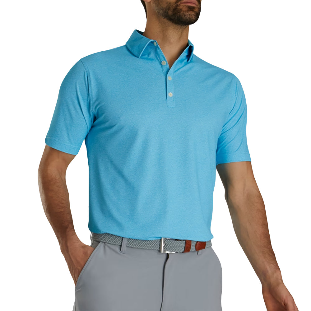 FootJoy Texture Print Mens Golf Polo - Pool/XL