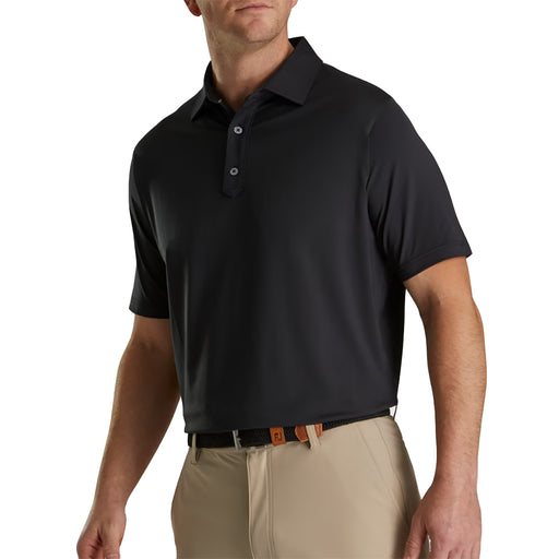 FootJoy Solid Lisle Black Mens Golf Polo - Black/XL