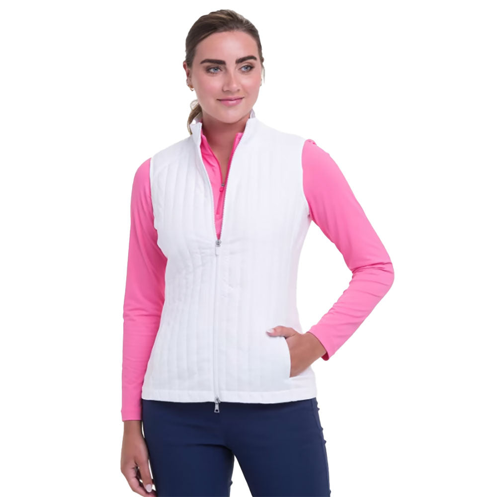 EP New York Vertical Quilted Womens Golf Vest - White/L