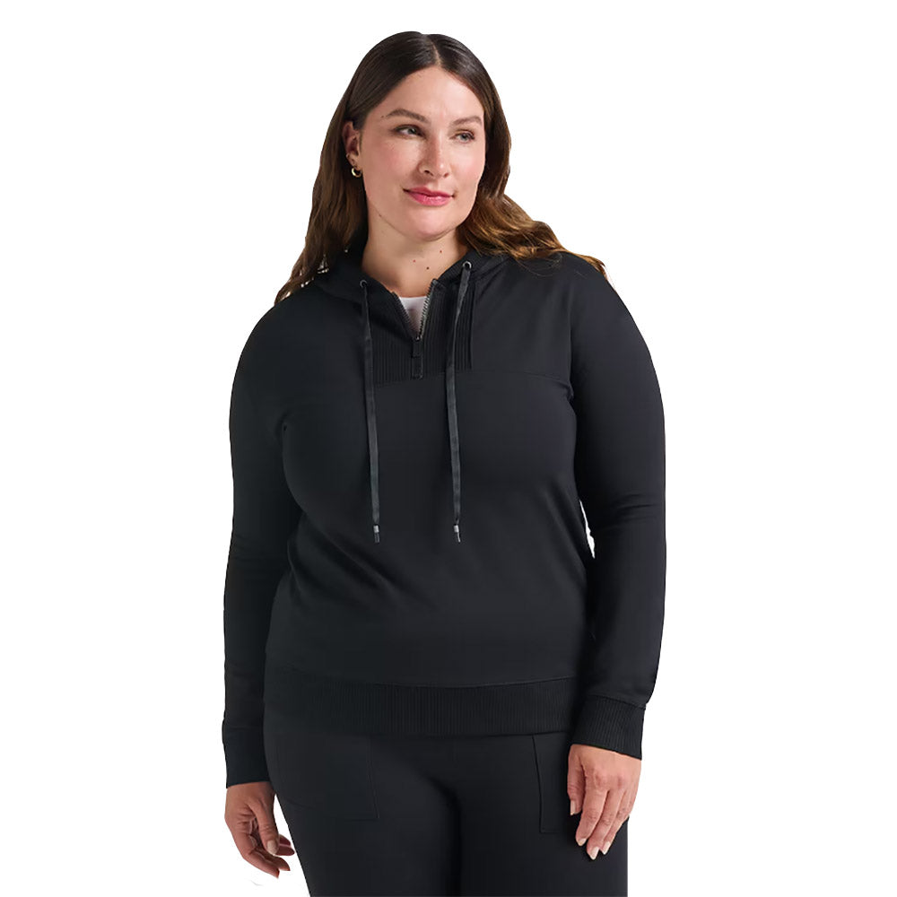 TravisMathew Horizon Line Womens 1/4 Zip Hoodie - Black/XL