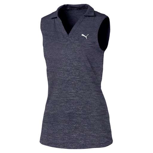 Puma Heather Girls Sleeveless Golf Polo - Navy Blzr Hthr/XL