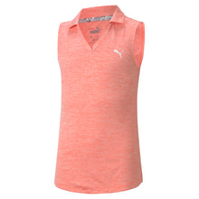 Load image into Gallery viewer, Puma Heather Girls Sleeveless Golf Polo - Peach Heather/XL
 - 3