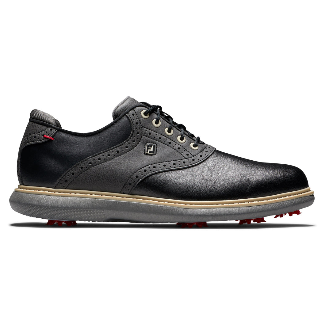 FootJoy Traditions Spiked Mens Golf Shoes - 15.0/Black/Blk/Gray/D Medium