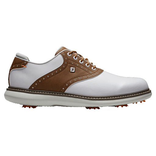 FootJoy Traditions Spiked Mens Golf Shoes - 13.0/Wht/Bwrn/Gry/D Medium
