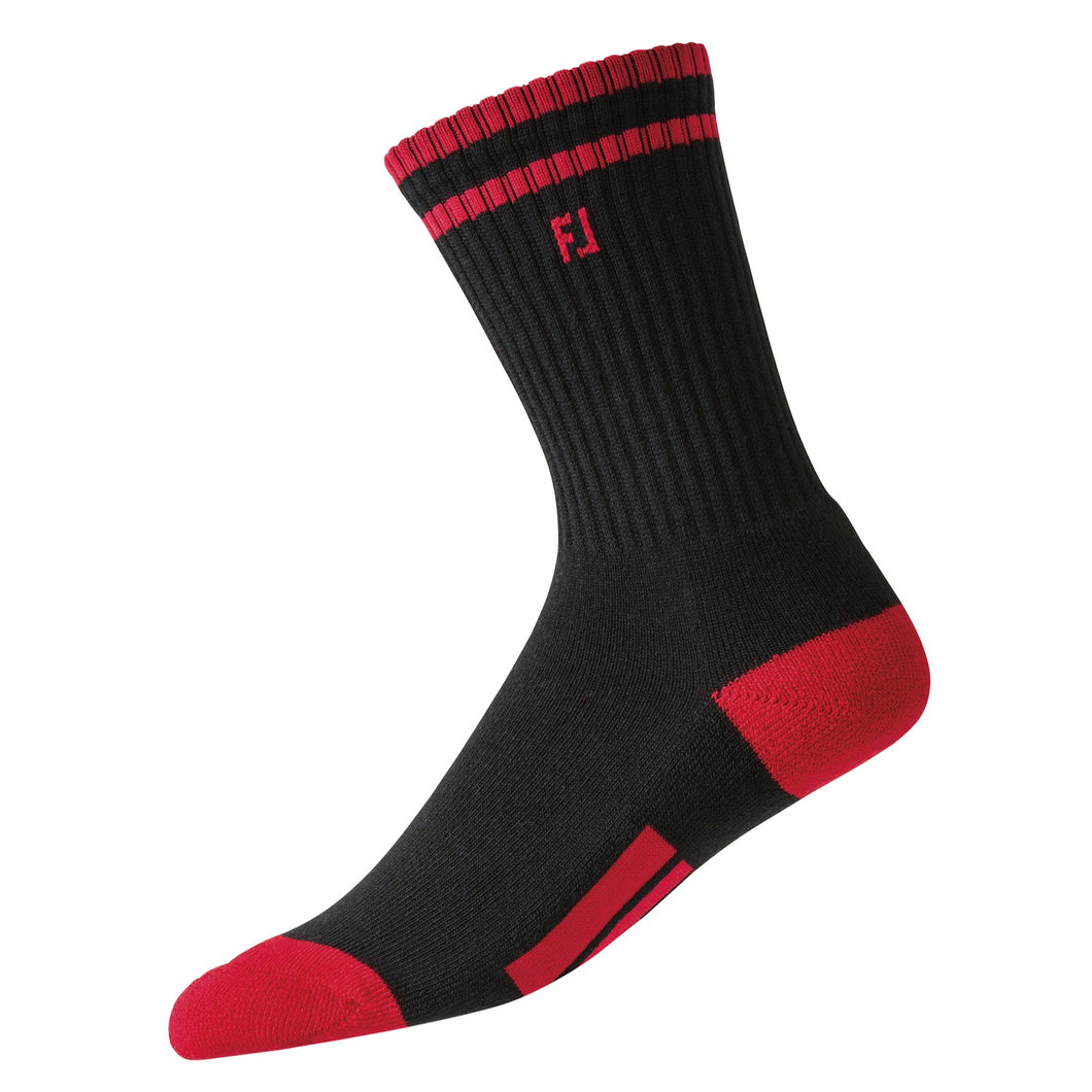 FootJoy ProDry Junior Crew Socks - BLACK/RED 060