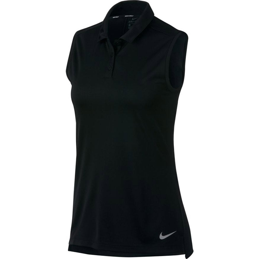 Nike Dri Fit Solid Womens Sleeveless Golf Polo - 010 BLACK/XL