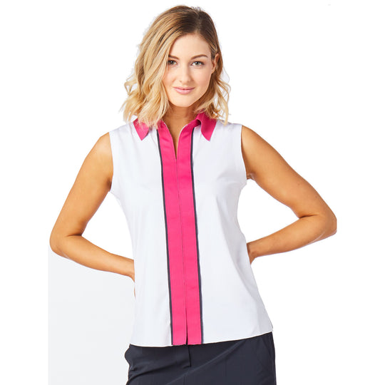 Belyn Key Piped Contrast Womens Sleeveless Golf Polo